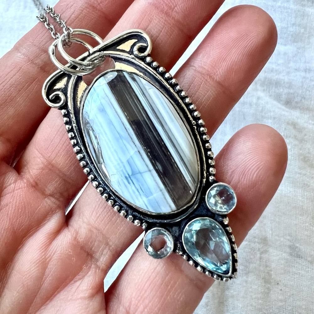 925 HIGH⚡️VIBE Peruvian Owyhee Opal Pendant Necklace